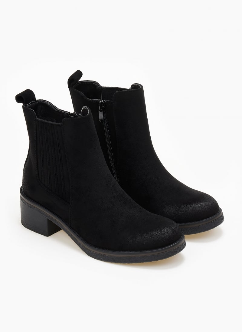 Μποτάκια suede με κρεπ τακούνι ERYNN