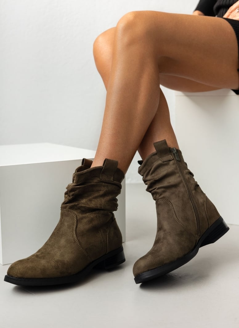 Μποτάκια suede με σούρα