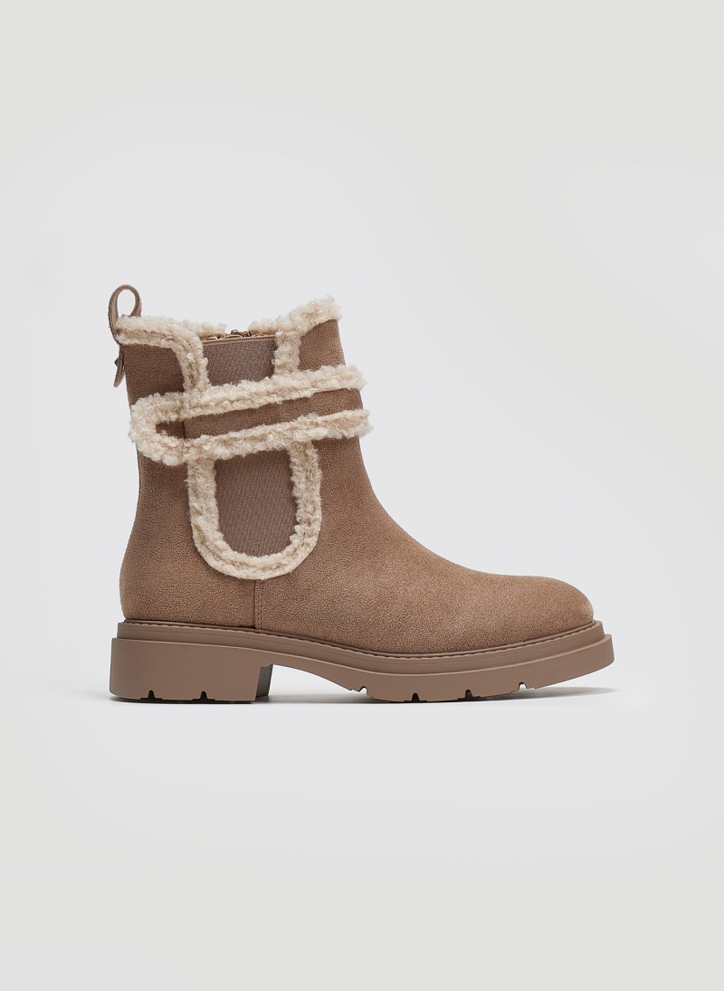 Μποτάκια suede με συνθετικό sheepskin ERYNN