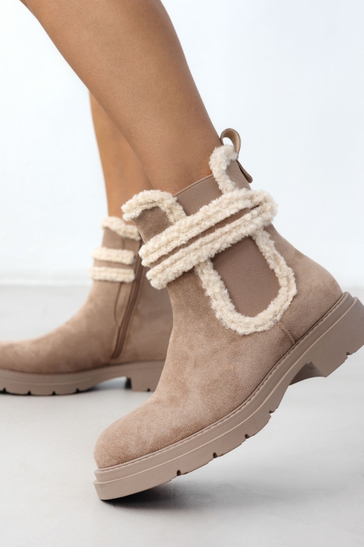 Μποτάκια suede με συνθετικό sheepskin ERYNN