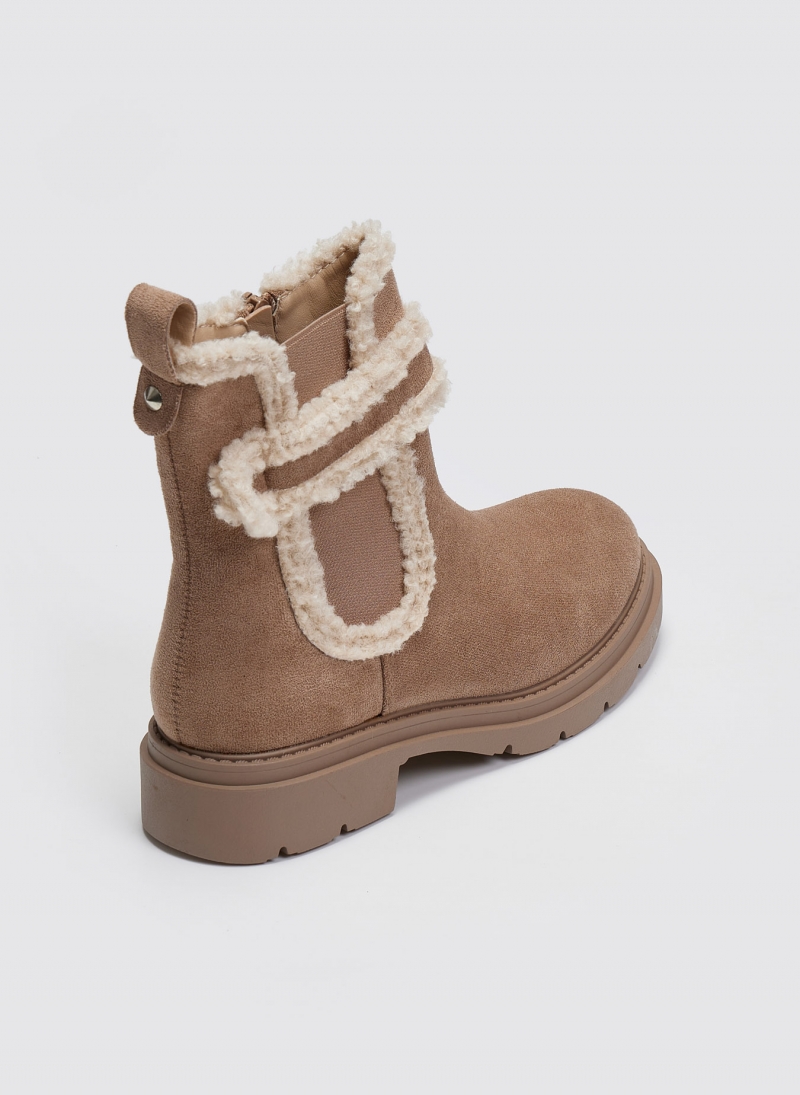 Μποτάκια suede με συνθετικό sheepskin ERYNN
