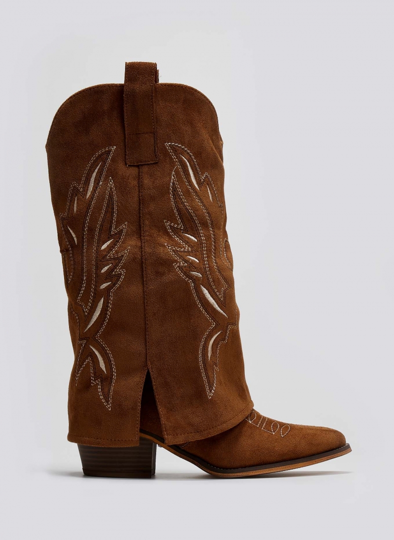 Μπότες cowboy suede με γύρισμα ERYNN