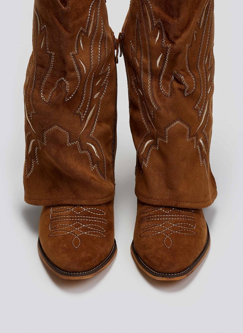 Μπότες cowboy suede με γύρισμα ERYNN