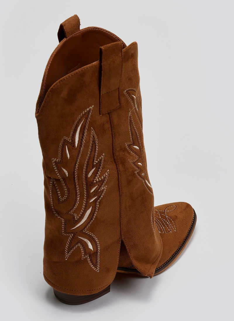 Μπότες cowboy suede με γύρισμα ERYNN