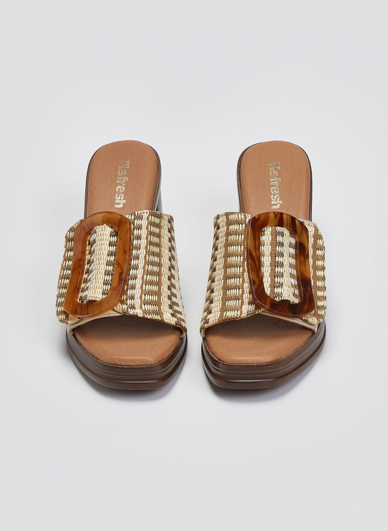 Mules από ψάθα με εφέ τοκά Refresh 172522