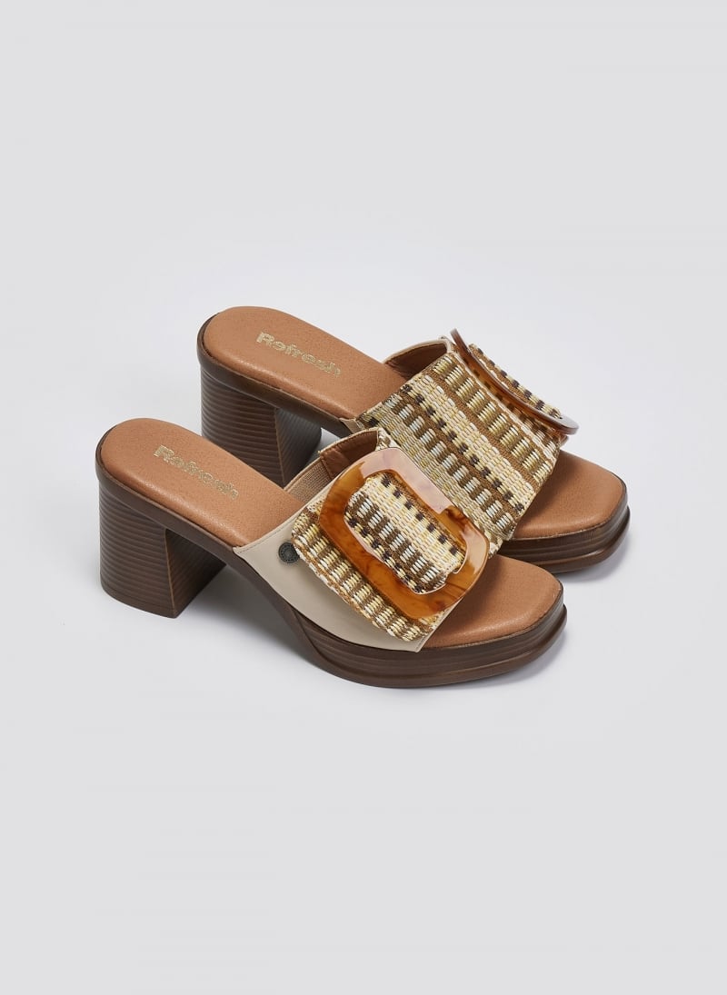 Mules από ψάθα με εφέ τοκά Refresh 172522