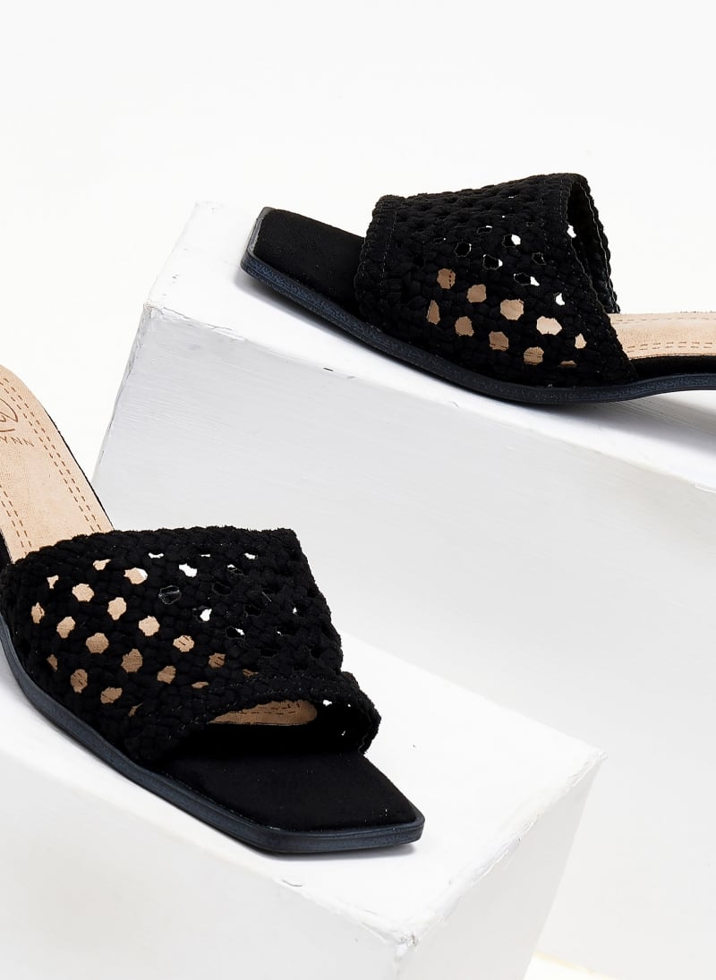 Mules suede με πλεκτή φάσα ERYNN