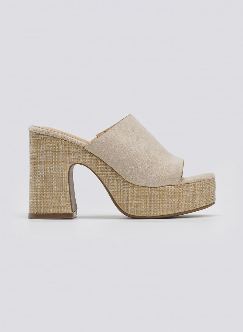 Mules suede με ψάθα στη σόλα ERYNN