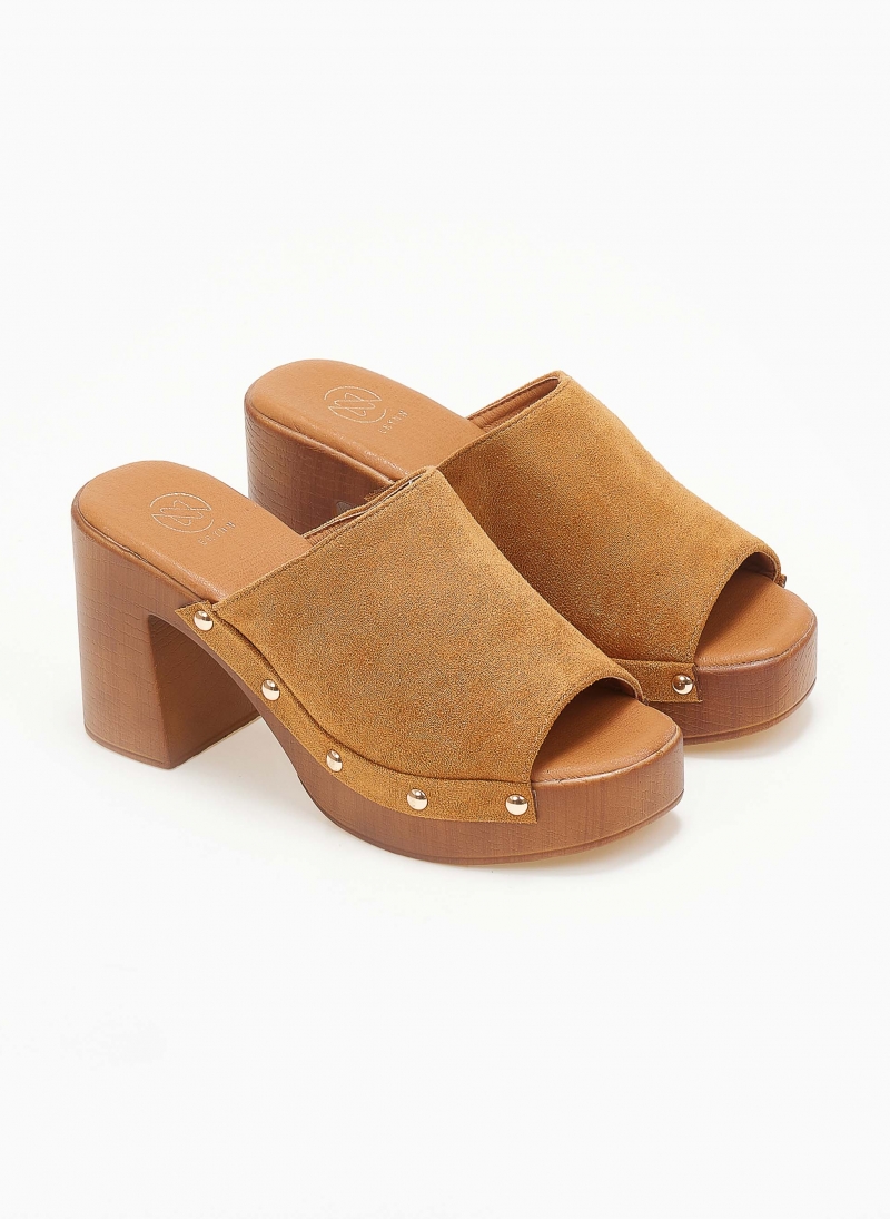 Clogs suede με χρυσά τρουκς Erynn