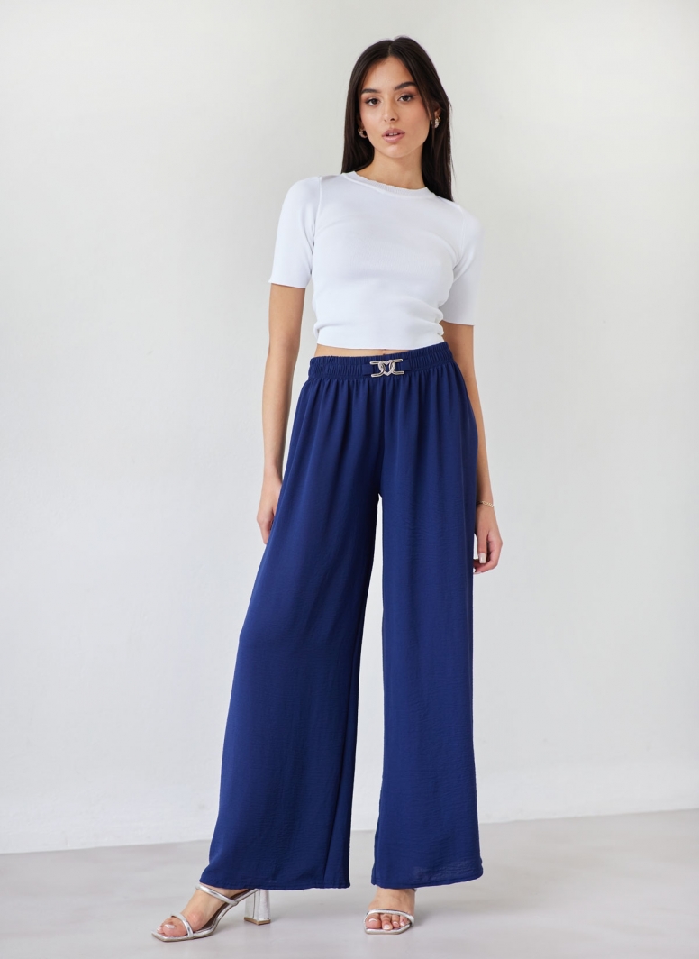 Παντελόνα wide leg με strass καρδιά