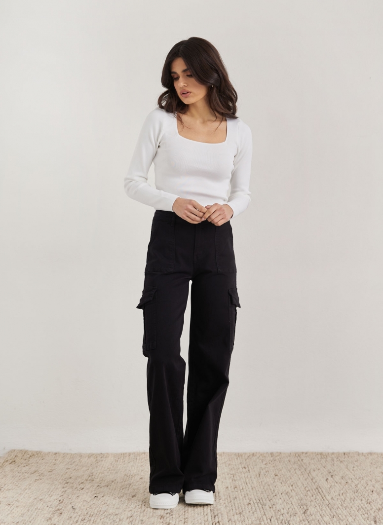 Παντελόνι τζιν cargo wide leg