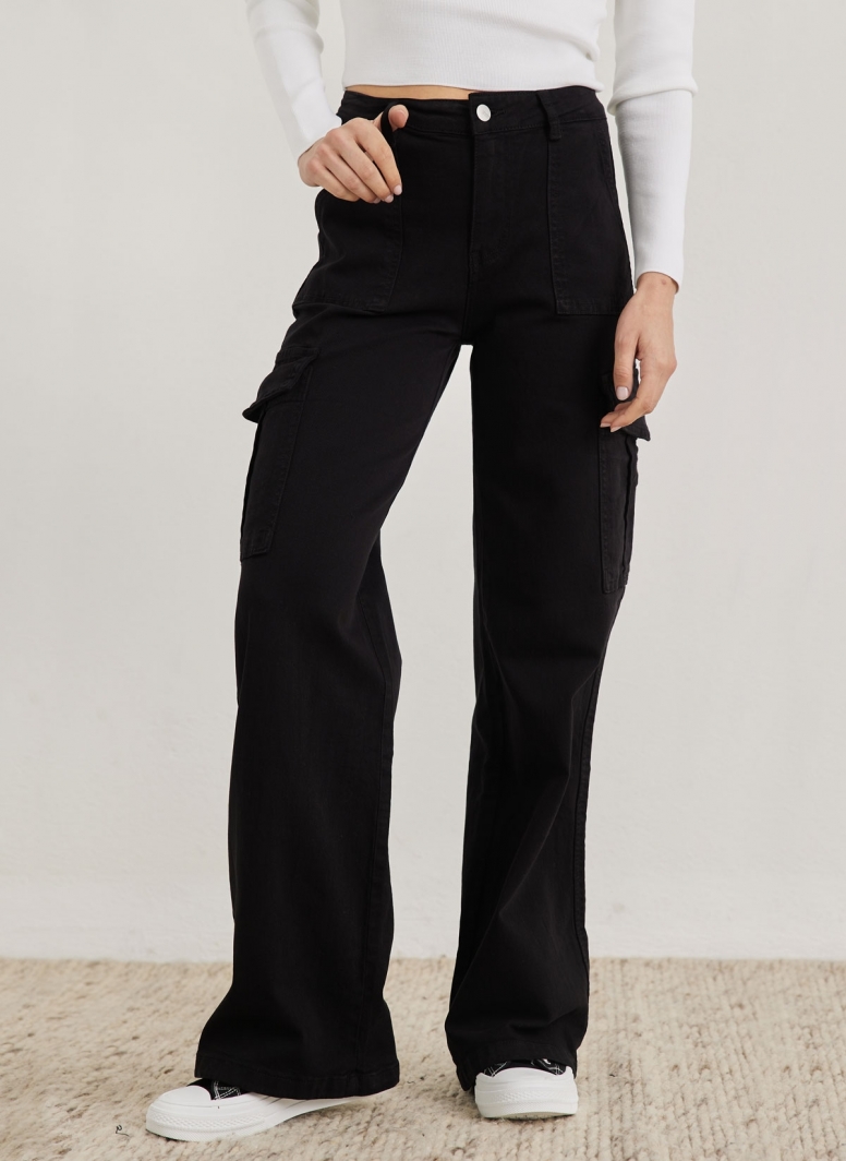 Παντελόνι τζιν cargo wide leg