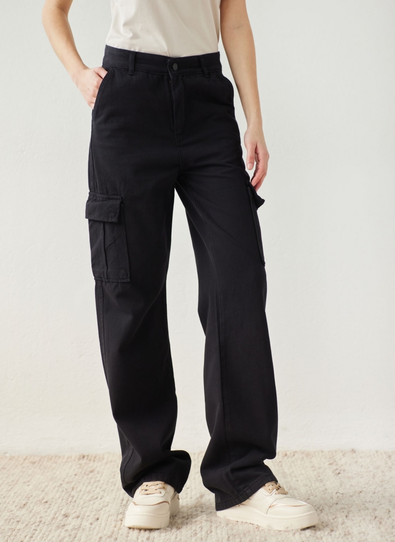 Παντελόνι τζιν cargo wide leg