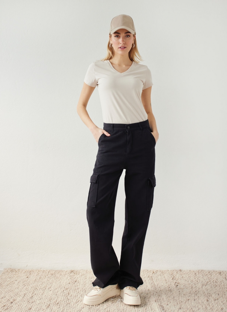 Παντελόνι τζιν cargo wide leg