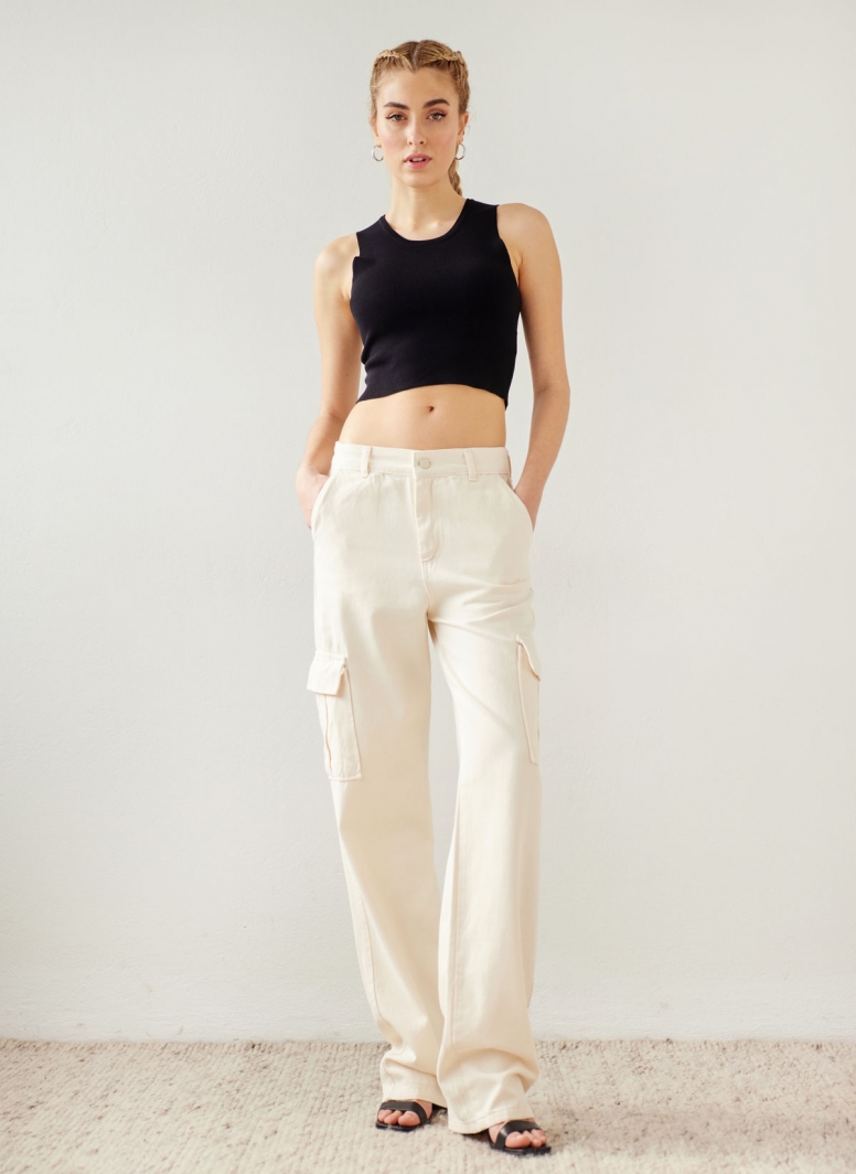 Παντελόνι τζιν cargo wide leg