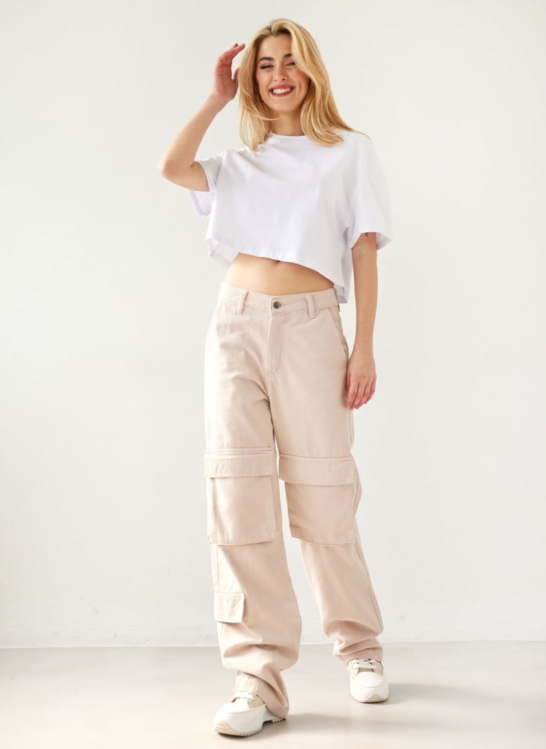 Παντελόνι τζιν cargo wide leg