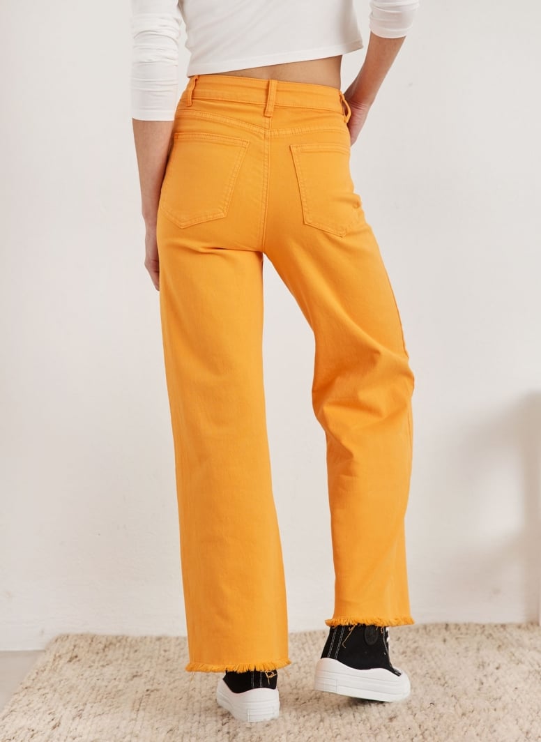 Παντελόνι τζιν wide leg με ξέφτια