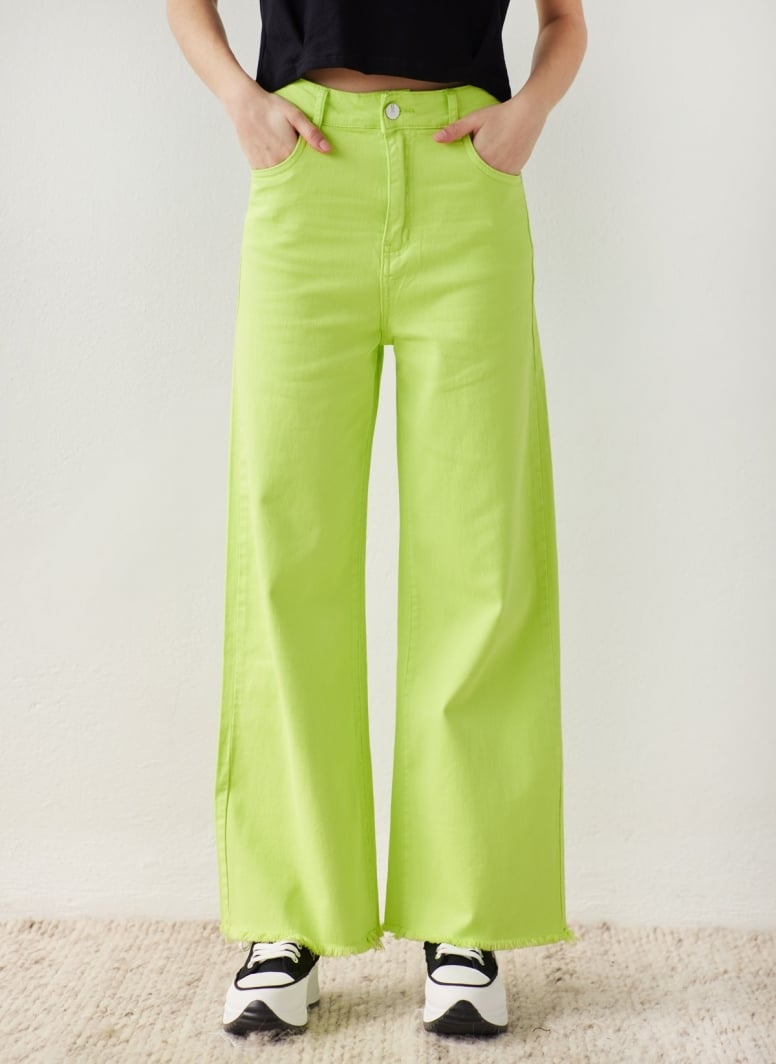 Παντελόνι τζιν wide leg με ξέφτια