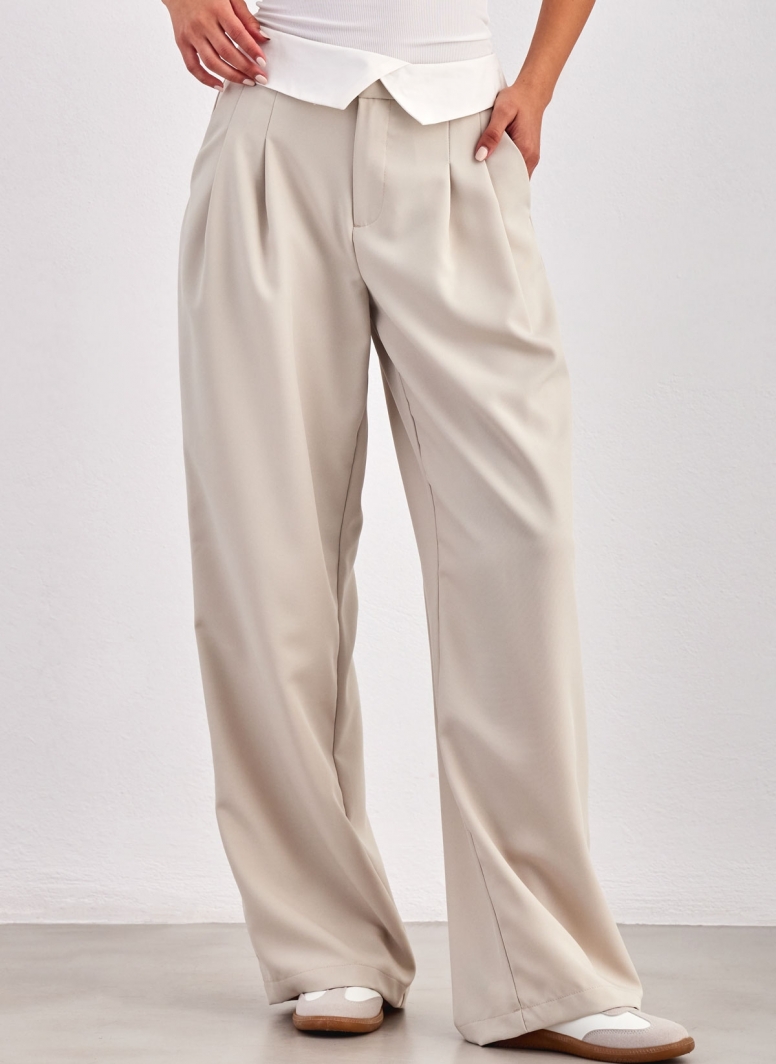 Παντελόνι wide leg με γυριστή μέση ONLY 15311326