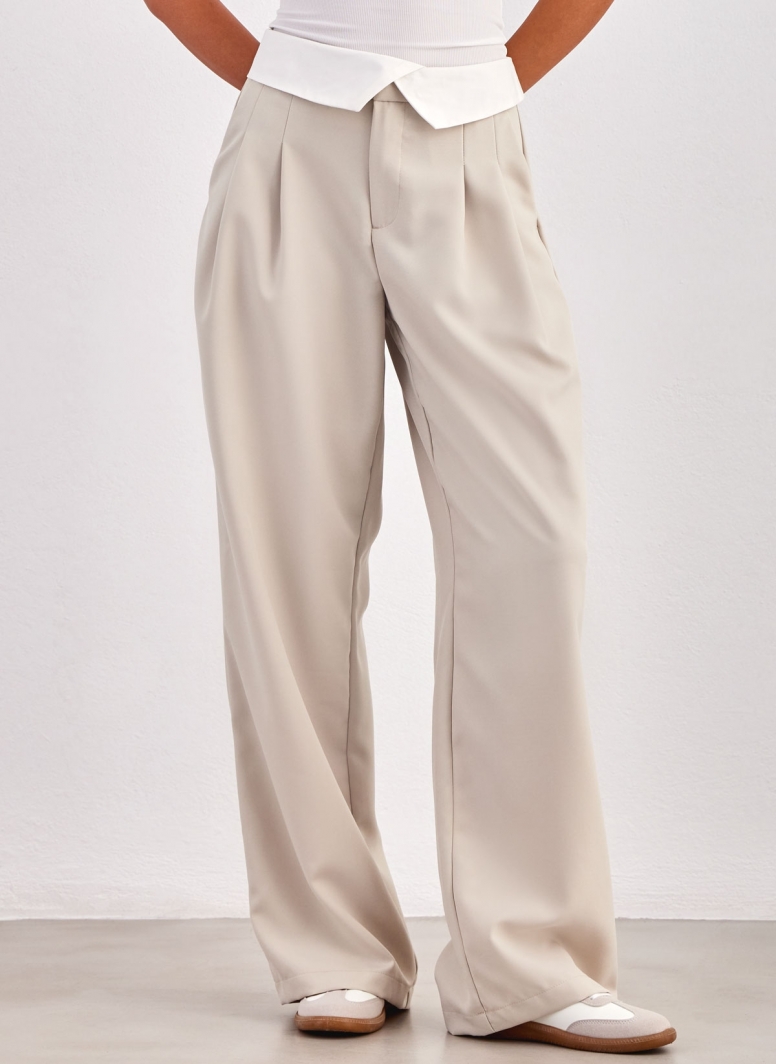 Παντελόνι wide leg με γυριστή μέση ONLY 15311326