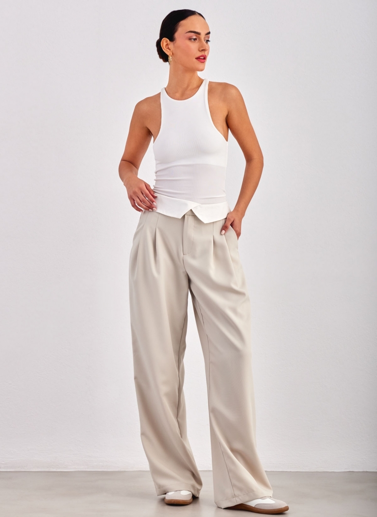 Παντελόνι wide leg με γυριστή μέση ONLY 15311326