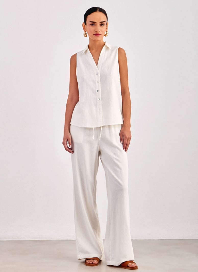 Παντελόνι wide leg με λινό ONLY 15291807
