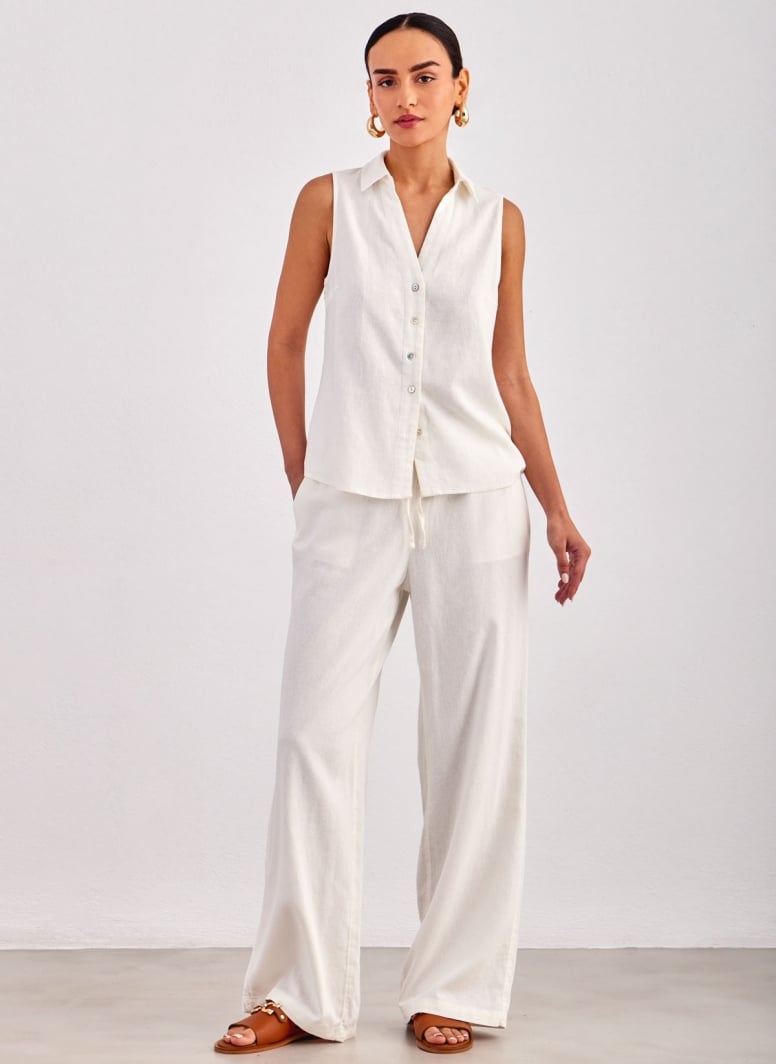Παντελόνι wide leg με λινό ONLY 15291807