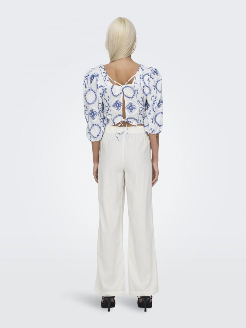 Παντελόνι wide leg με λινό ONLY 15291807
