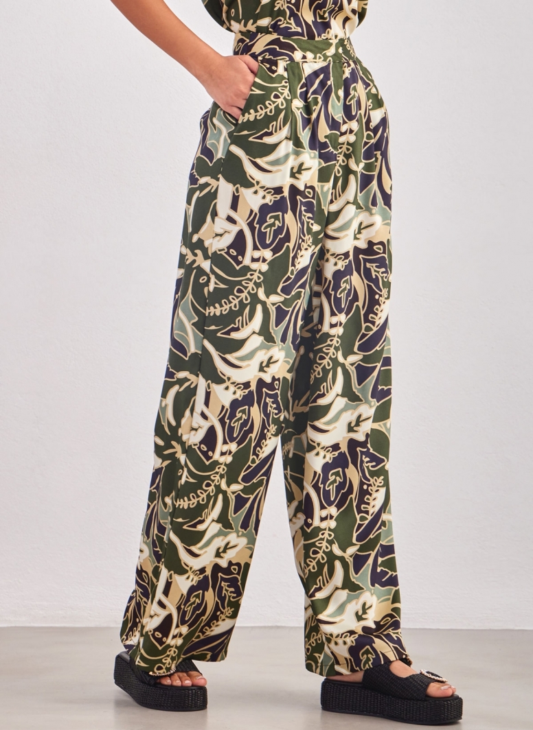 Παντελόνι wide leg σατέν με print ONLY 15315870