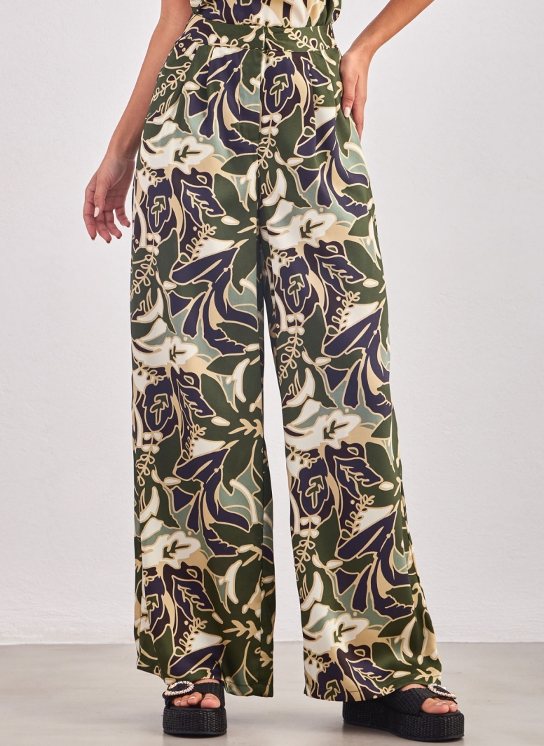 Παντελόνι wide leg σατέν με print ONLY 15315870