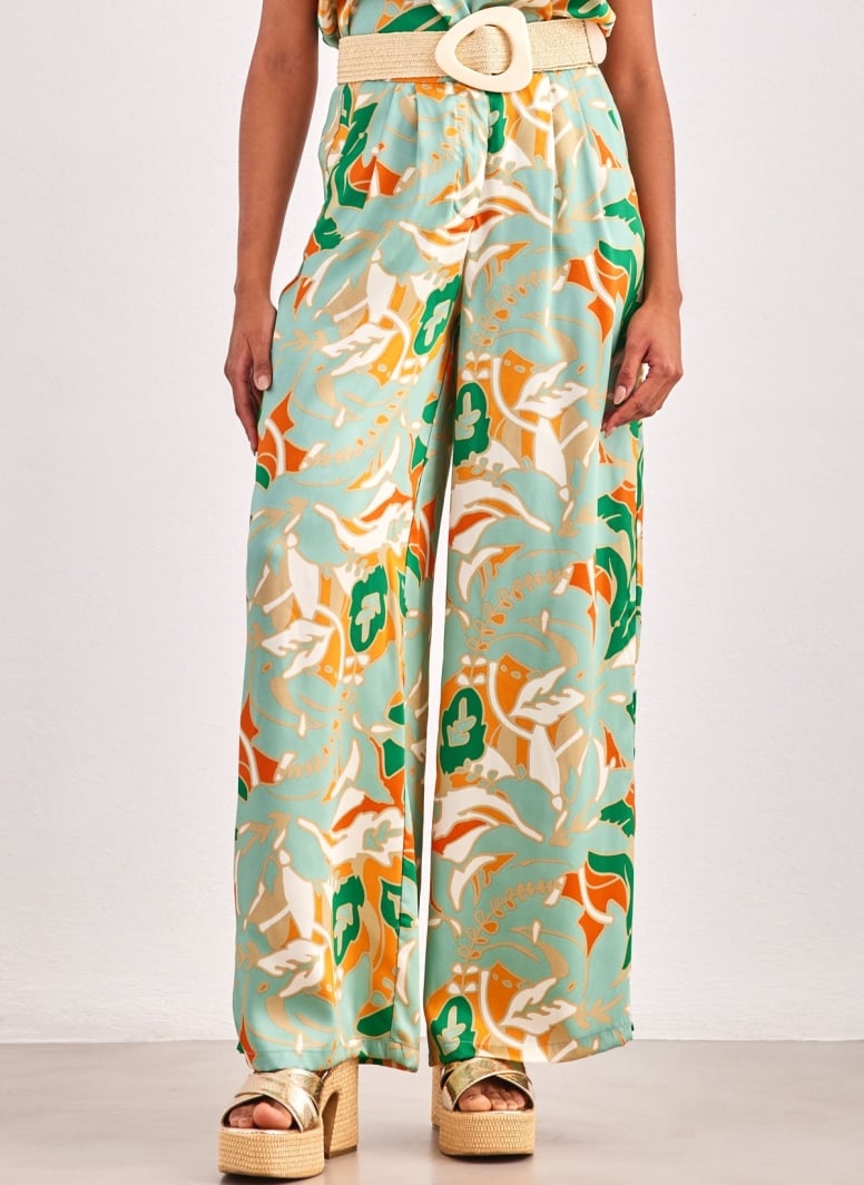 Παντελόνι wide leg σατέν με print ONLY 15315870