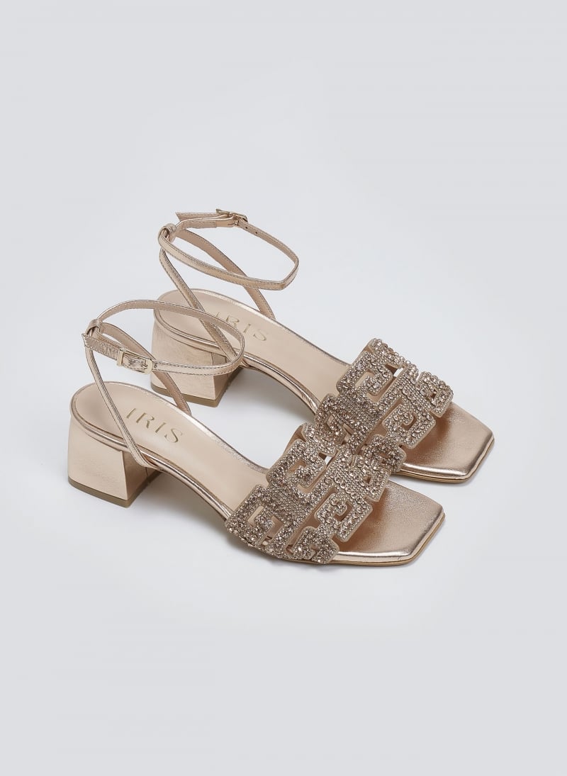 Πέδιλα δερμάτινα με στρας φάσα Iris sandals