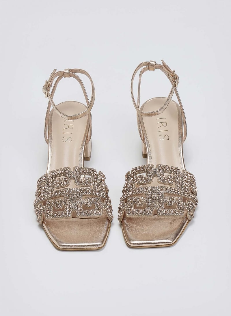 Πέδιλα δερμάτινα με στρας φάσα Iris sandals