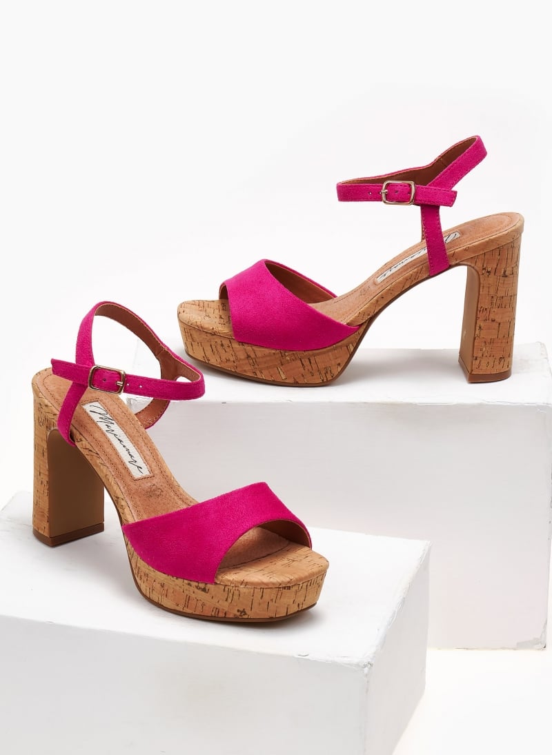 Πέδιλα suede με φελλό MARIAMARE