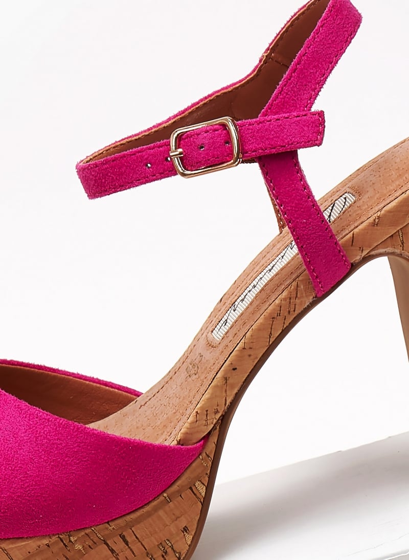 Πέδιλα suede με φελλό MARIAMARE