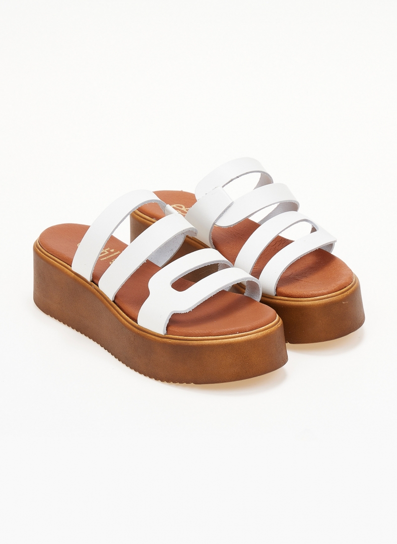 Σανδάλια flatforms δερμάτινα με ανοίγματα estil