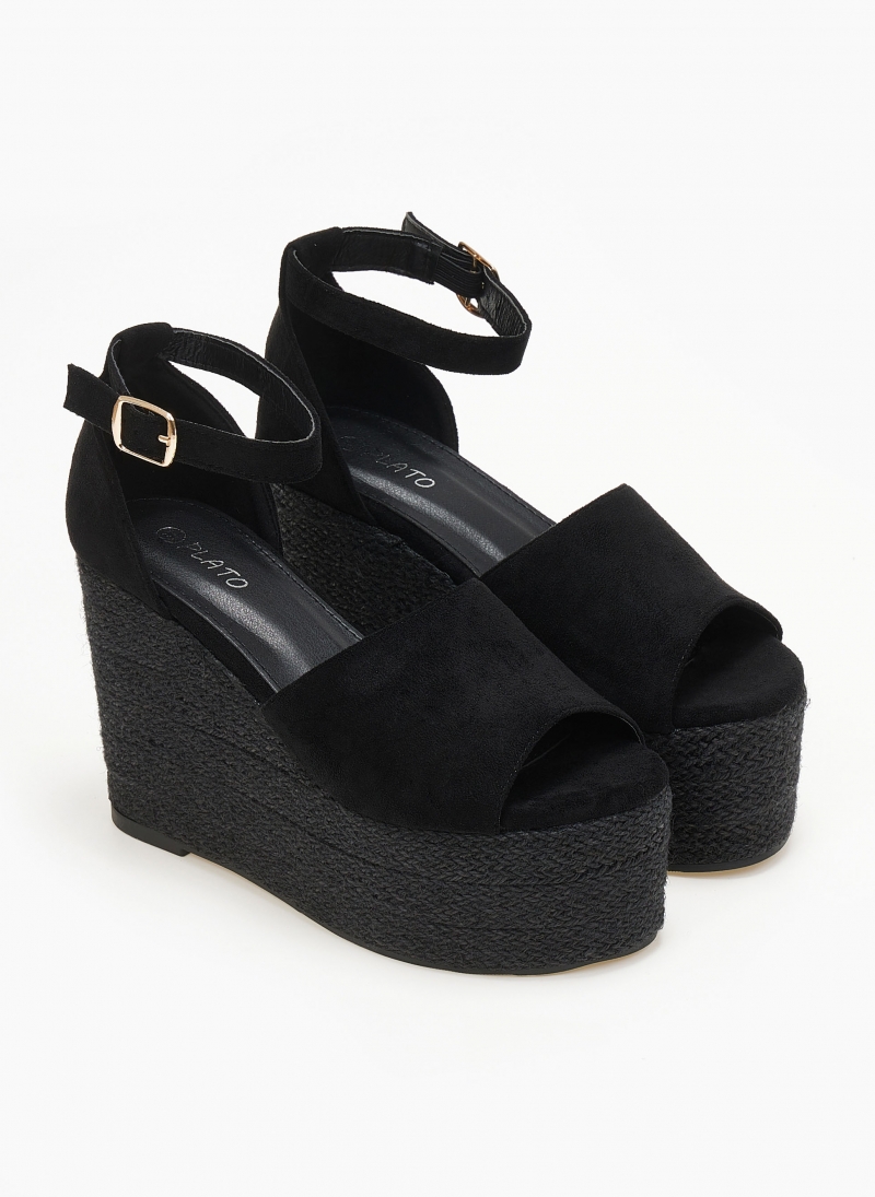 Πλατφόρμες suede με μπαρέτα