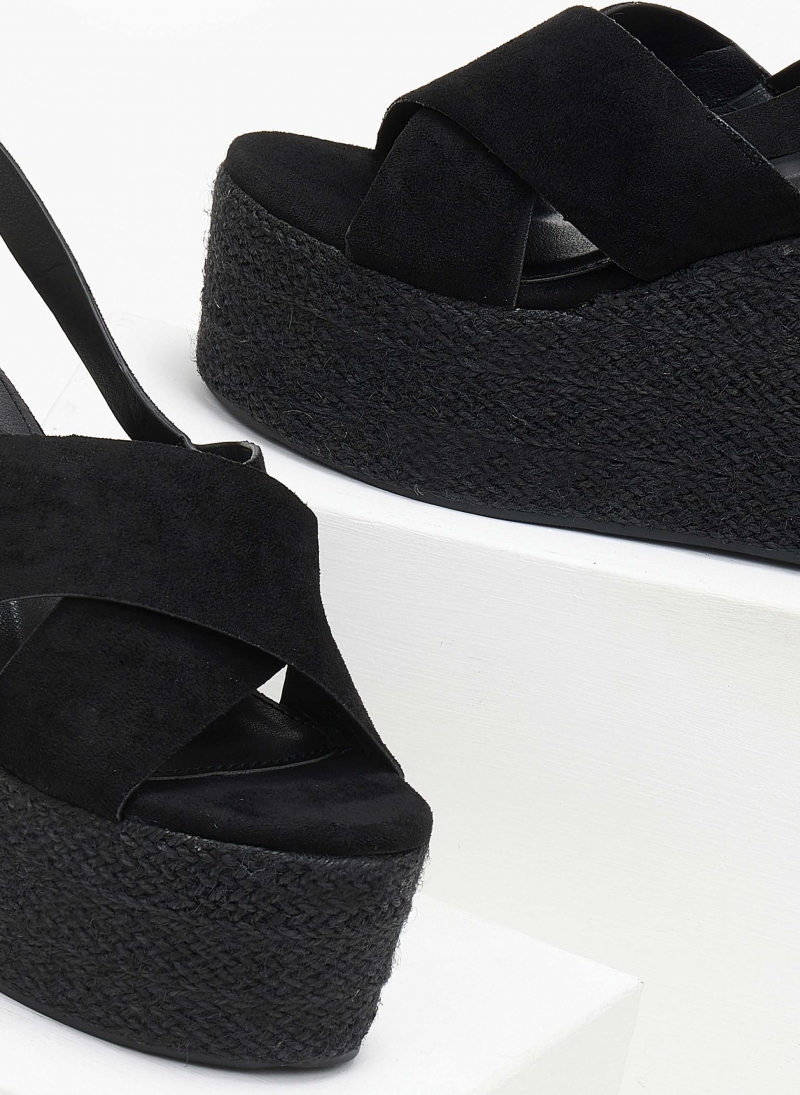 Πλατφόρμες suede με σχοινί στη σόλα