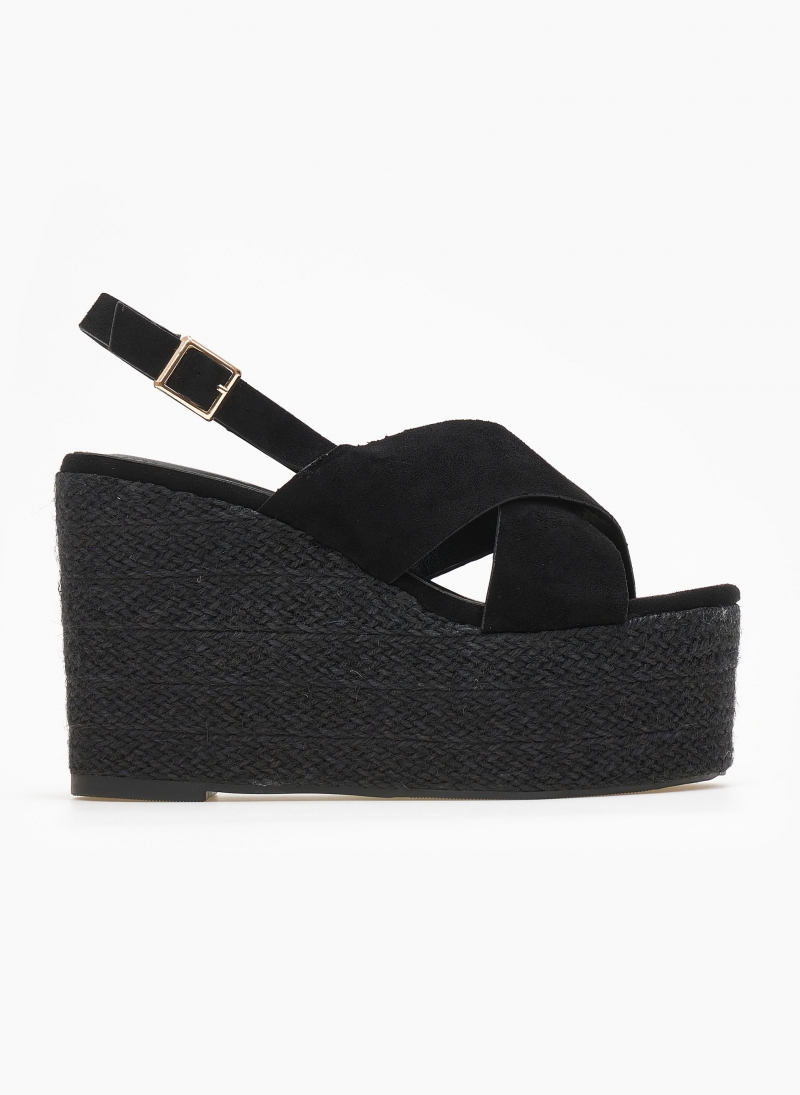 Πλατφόρμες suede με σχοινί στη σόλα
