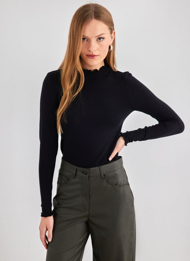 Πλεκτή μπλούζα με frilled γιακά Vero Moda 10297854