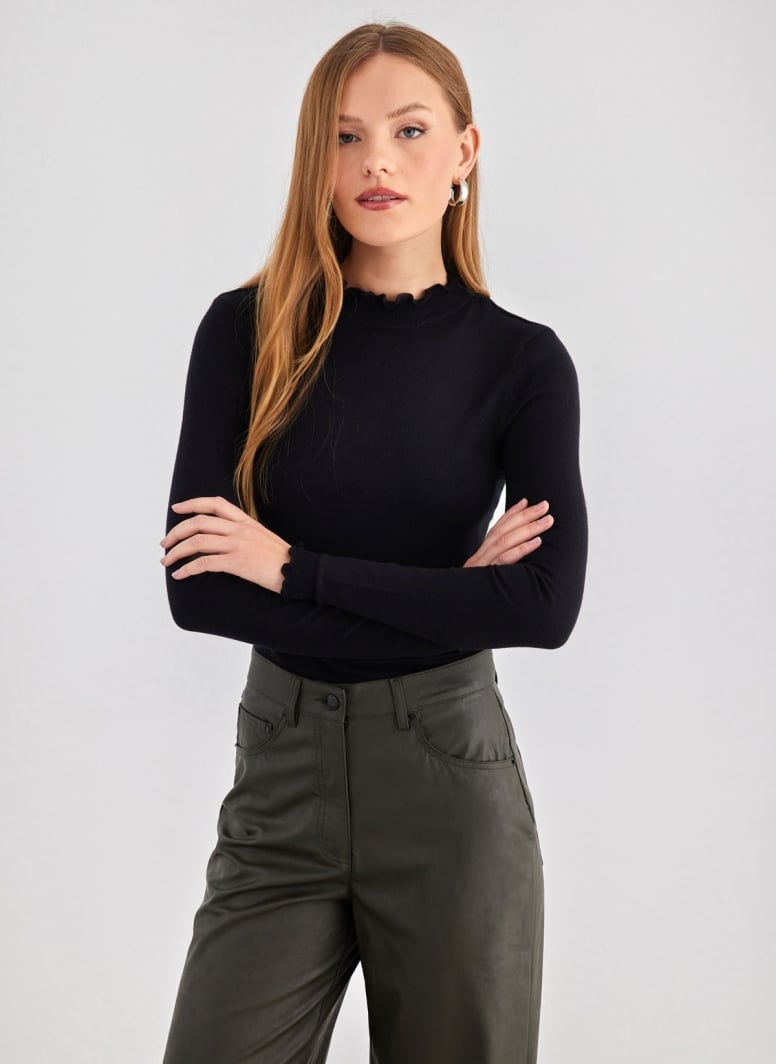 Πλεκτή μπλούζα με frilled γιακά Vero Moda 10297854