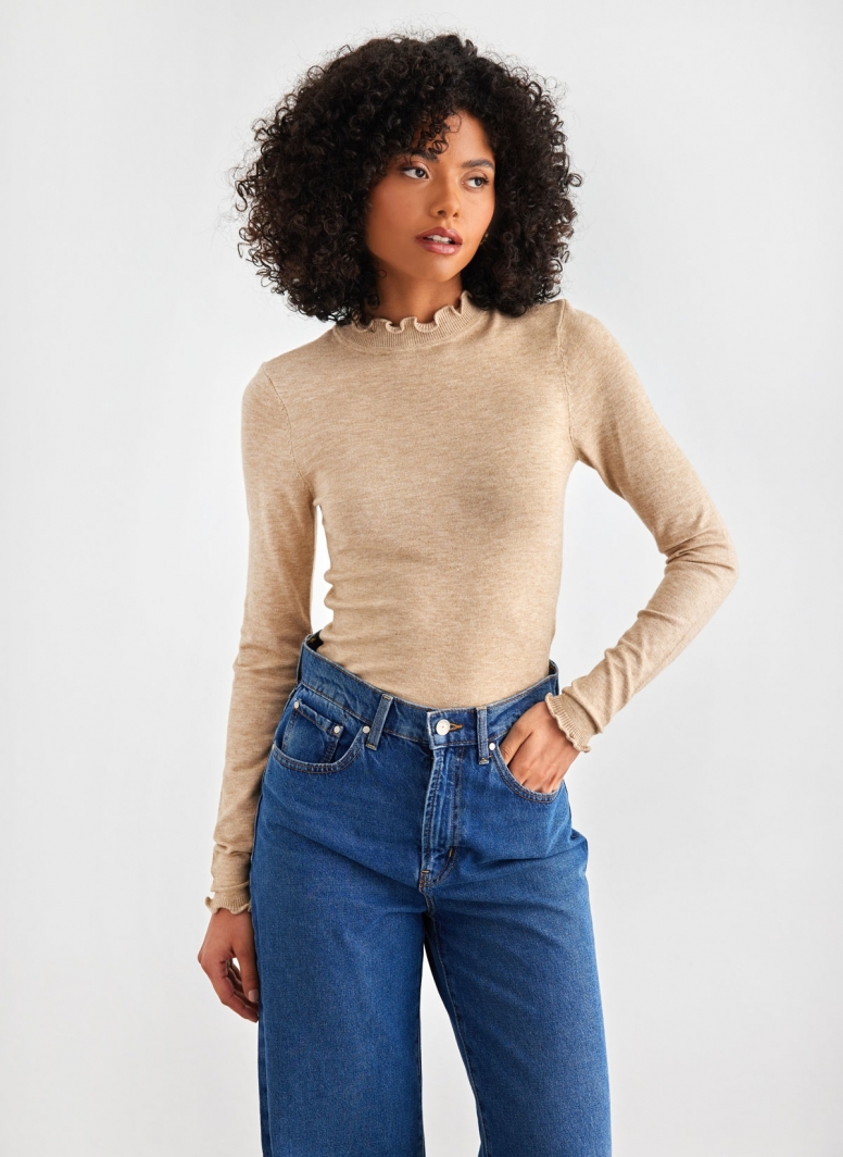 Πλεκτή μπλούζα με frilled γιακά Vero Moda 10297854