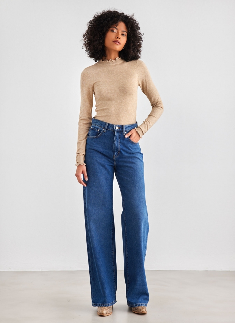 Πλεκτή μπλούζα με frilled γιακά Vero Moda 10297854