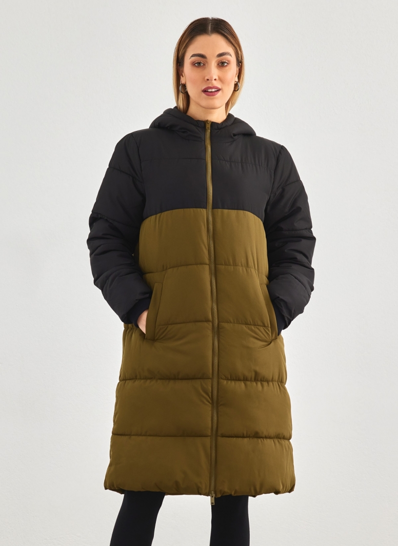 Puffer μπουφάν με κουκούλα και διχρωμία Pieces 17131176