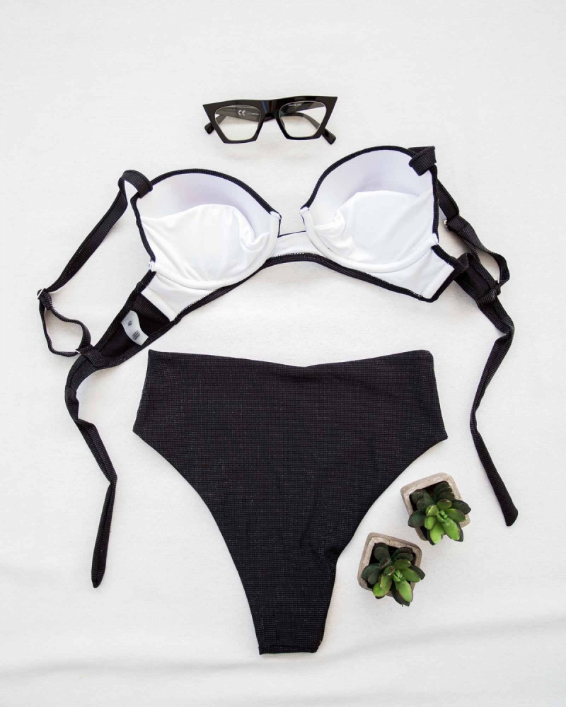 Push up corset bikini με μεταλλική κλωστή