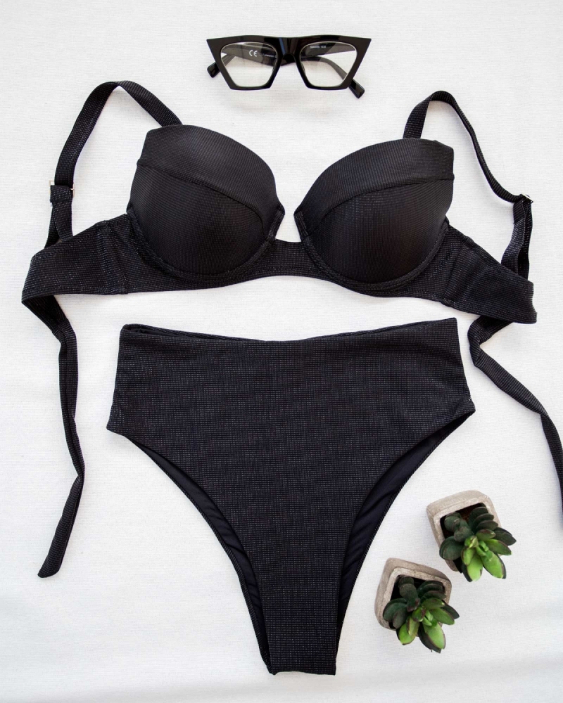 Push up corset bikini με μεταλλική κλωστή