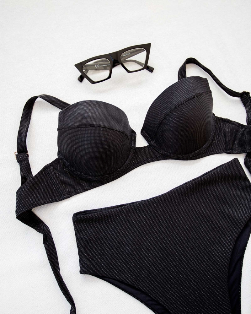 Push up corset bikini με μεταλλική κλωστή