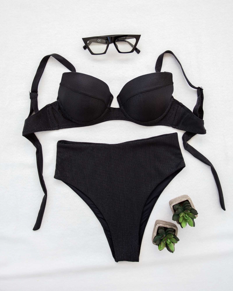 Push up corset bikini με μεταλλική κλωστή