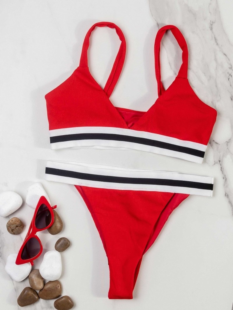 Ριπ bikini με μπουστάκι και λάστιχο με ρίγα