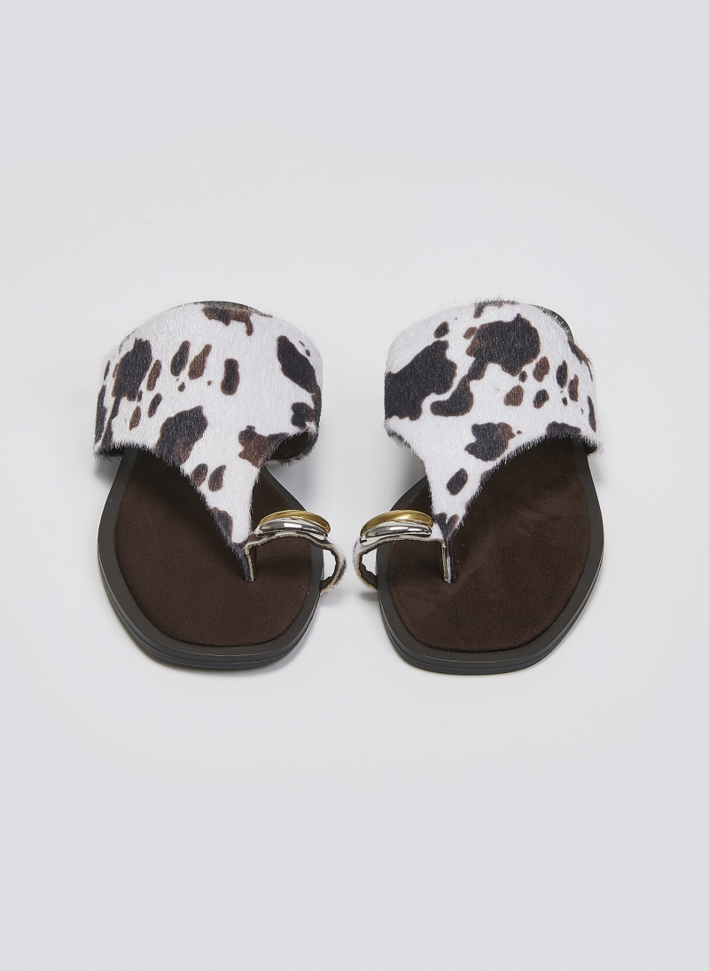 Σανδάλια από συνθετικό ponyskin Corina